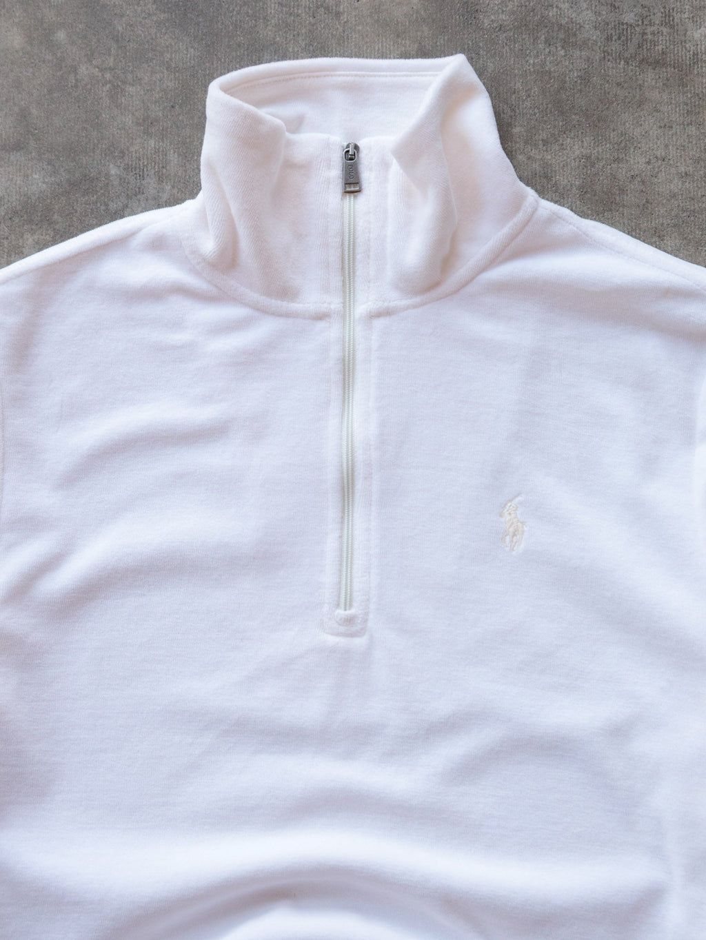 White Polo Ralph Lauren Velour Quarter Zip (S)
