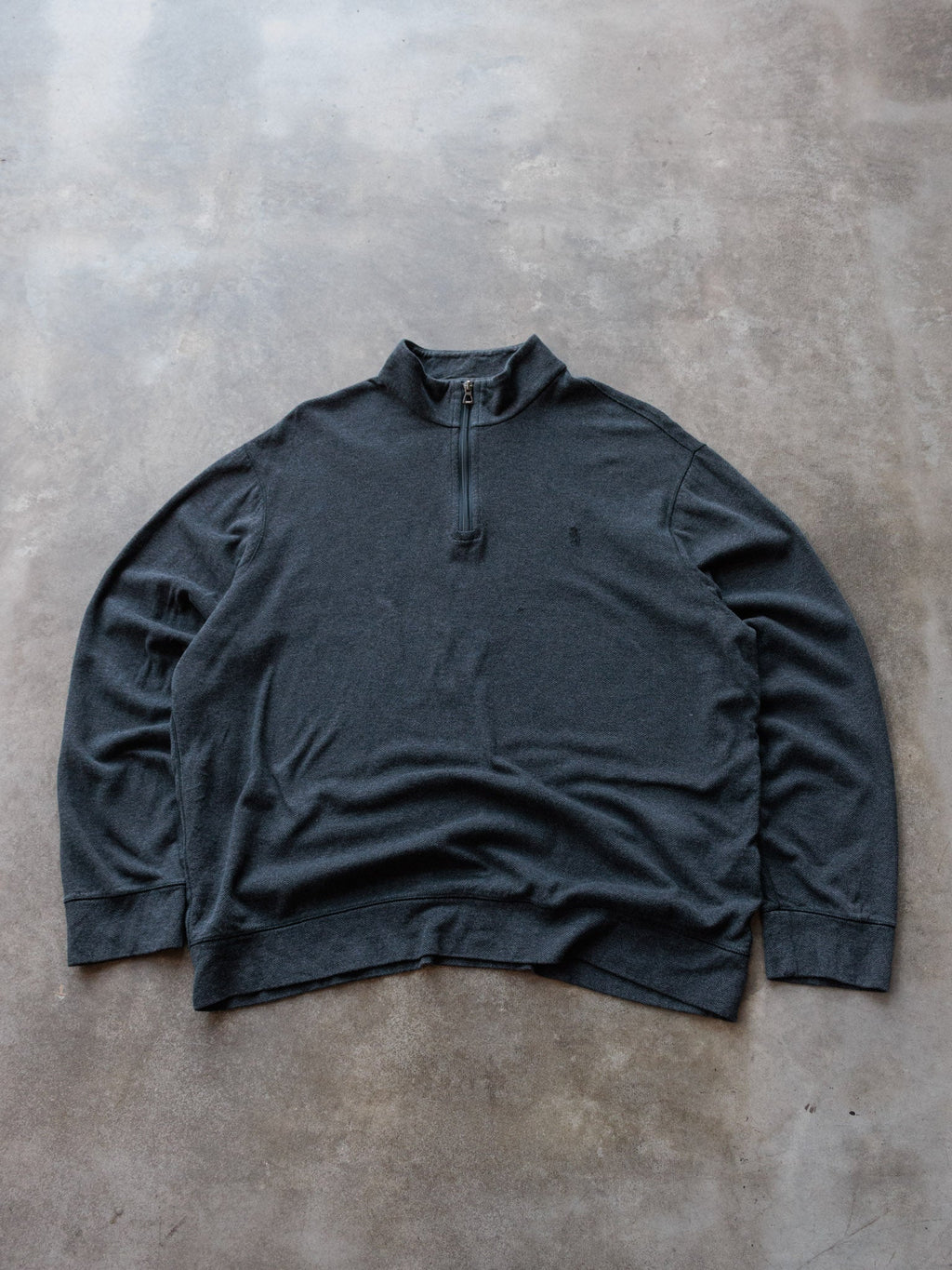 Dark Grey Herringbone Polo Ralph Lauren Quarter Zip Knit (XL)