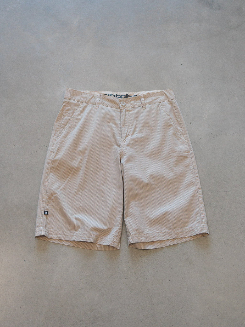Vintage 00s Beige Striped Gotcha Shorts (W32)