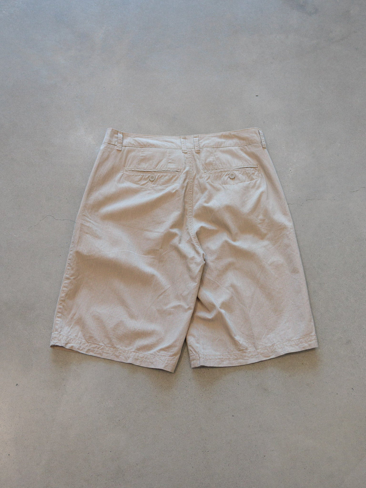 Vintage 00s Beige Striped Gotcha Shorts (W32)