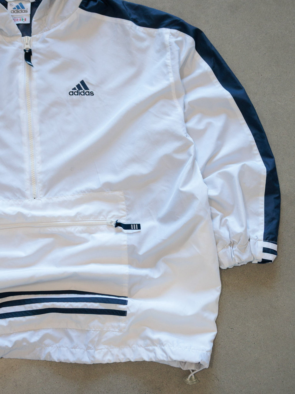 Vintage 00s White Adidas Hooded Pullover Windbreaker (XL)