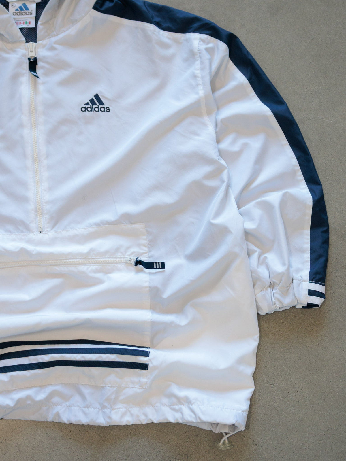 Vintage 00s White Adidas Hooded Pullover Windbreaker (XL)