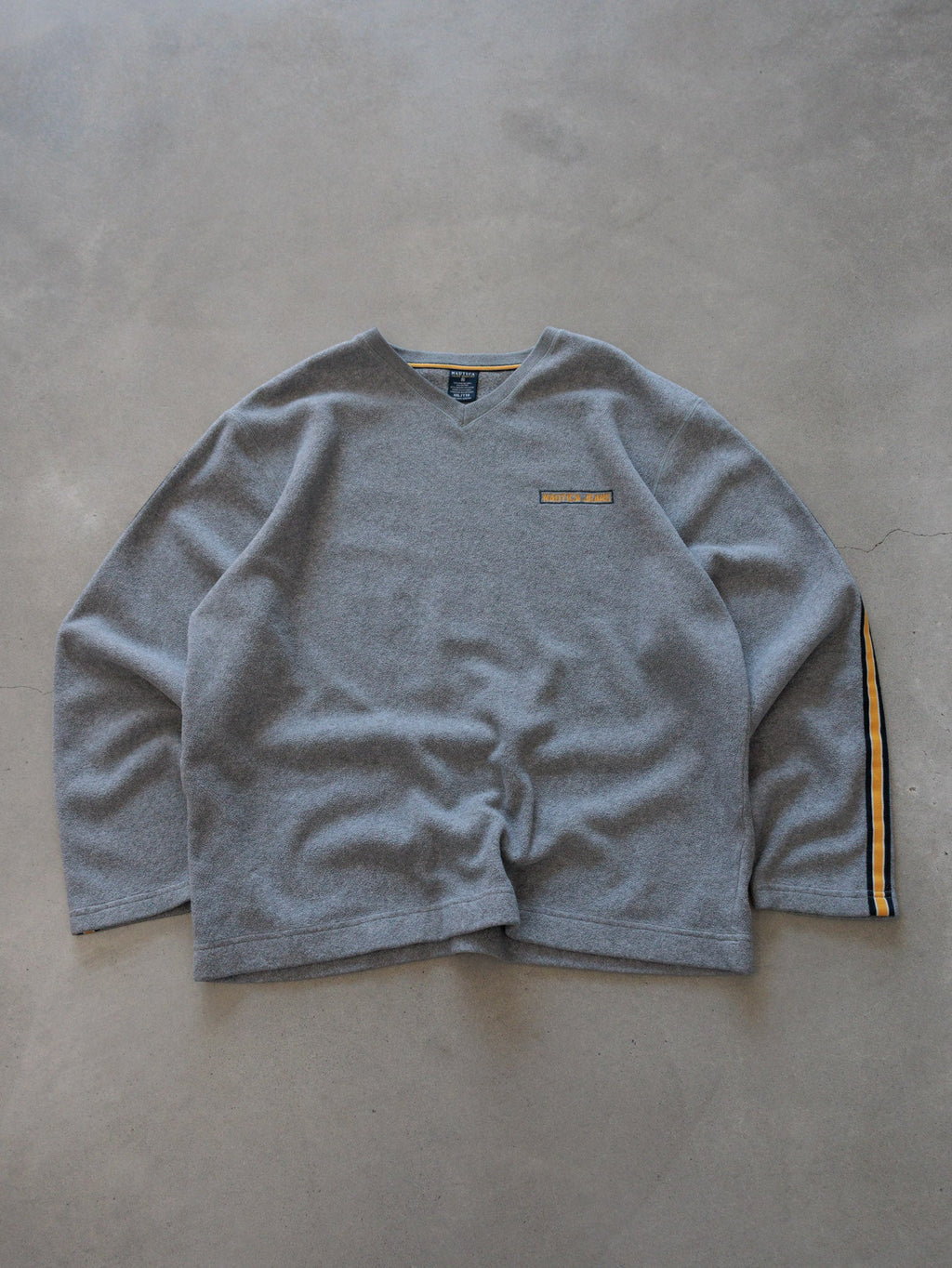 Vintage 00s Grey Nautica Fleece V-Neck Sweatshirt (2XL)