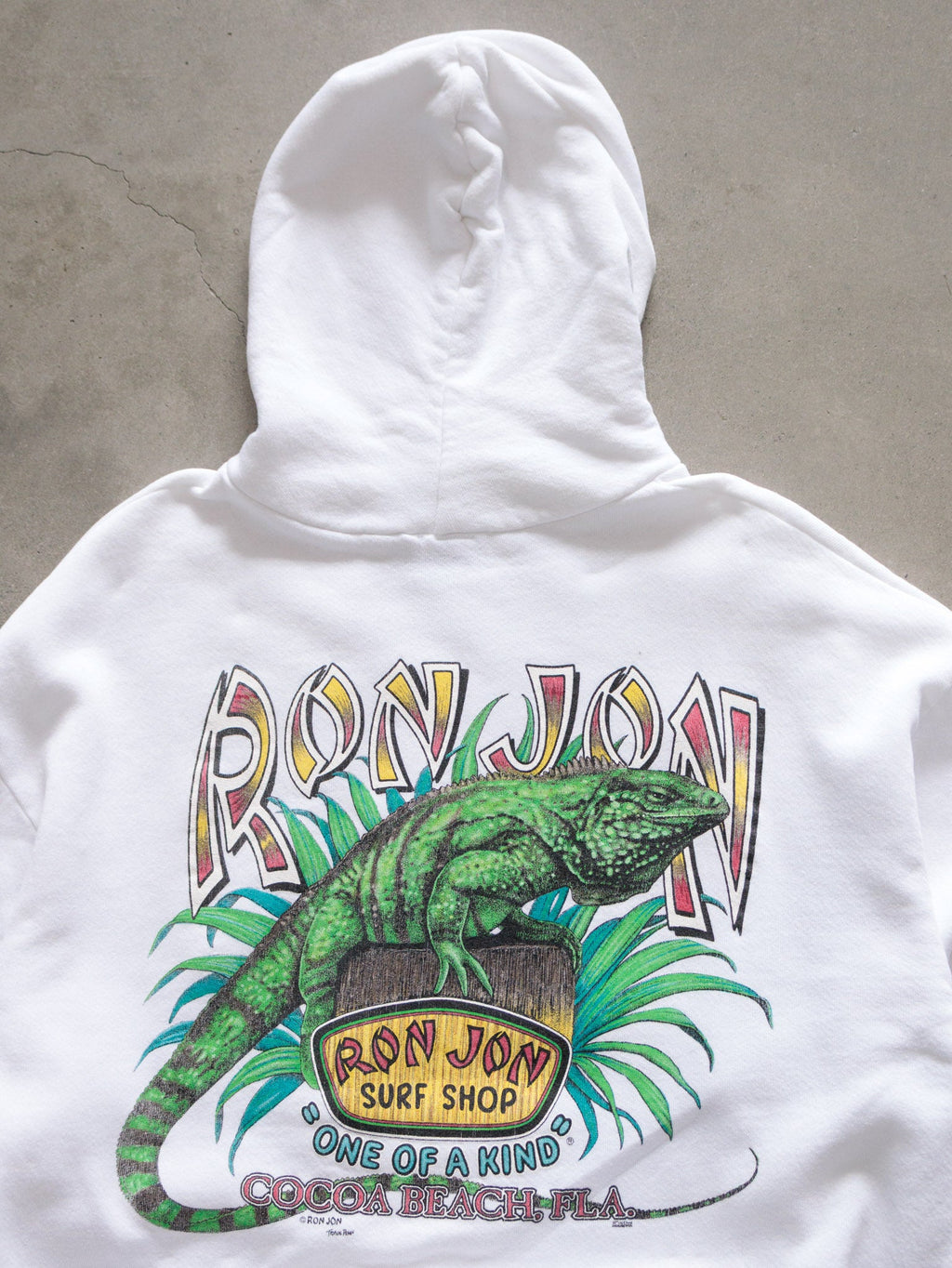 Vintage Ron Jon Surf Shop Cocoa Beach Iguana Hoodie (XL)