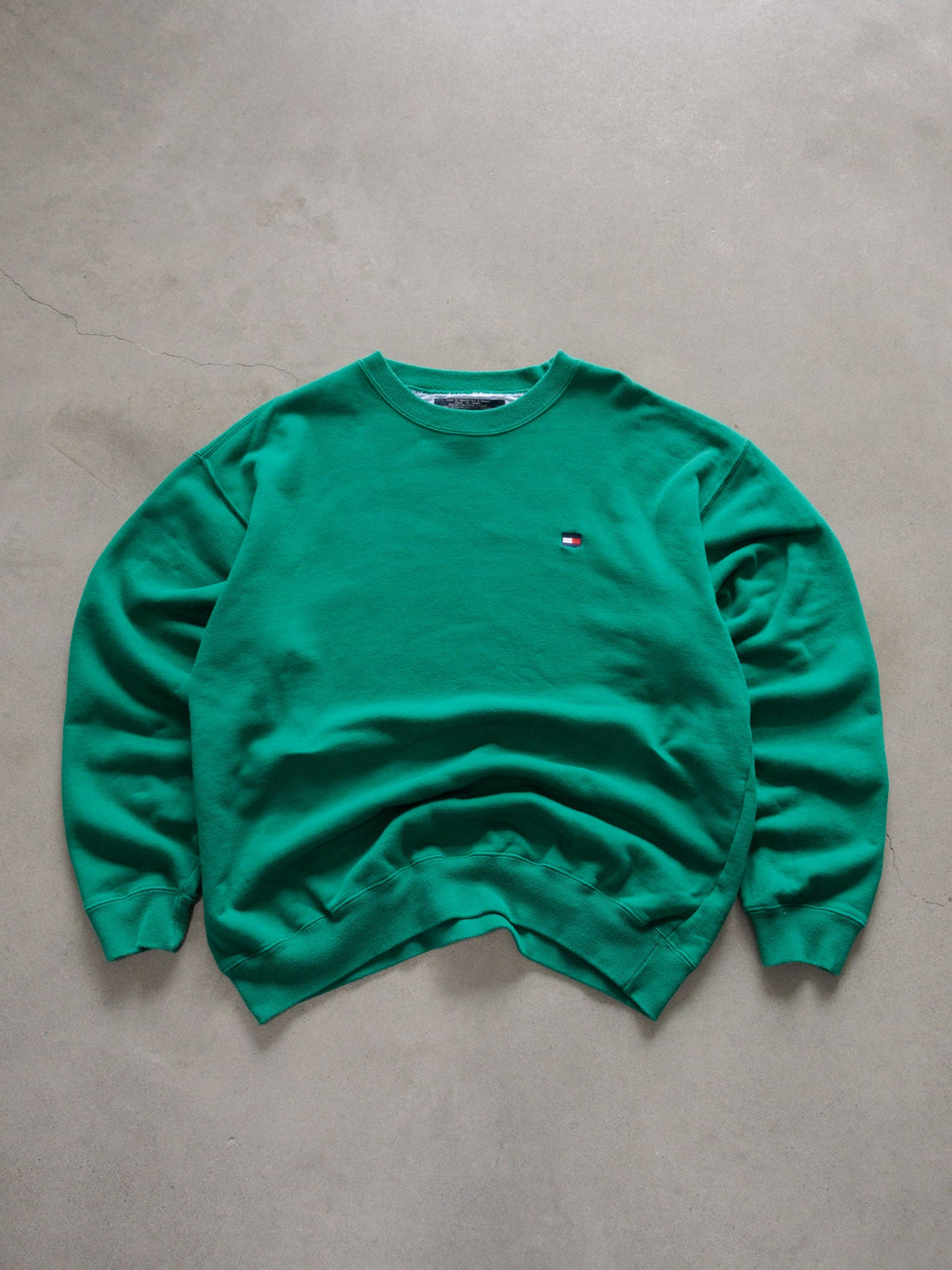 Vintage 90s Green Tommy Hilfiger Sweatshirt (L)
