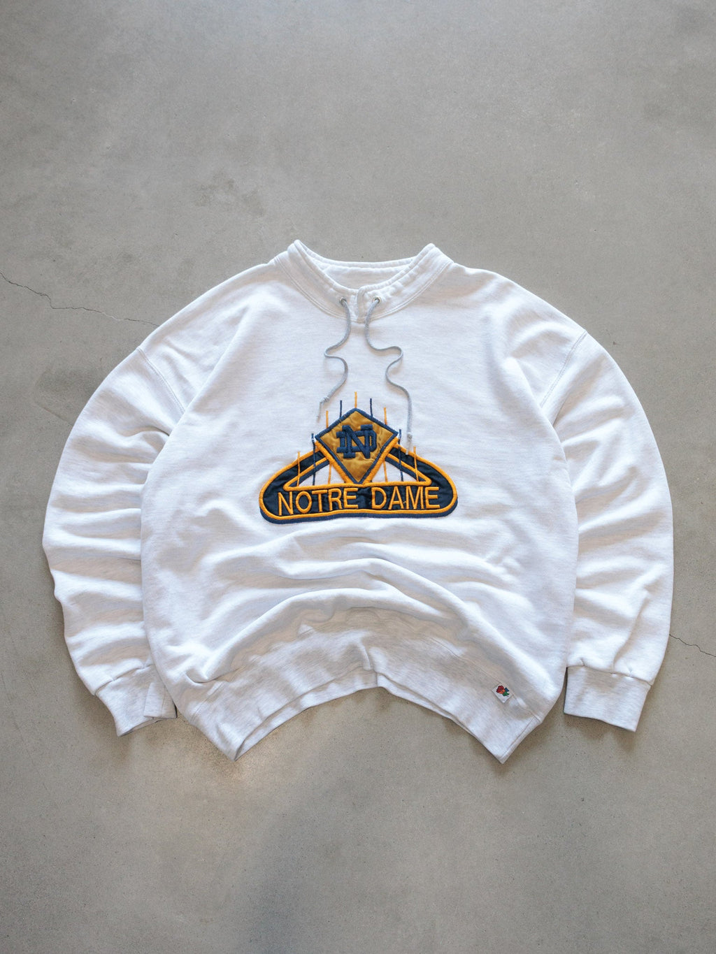 Vintage 90s White Marl Notre Dame Sweatshirt (XL)