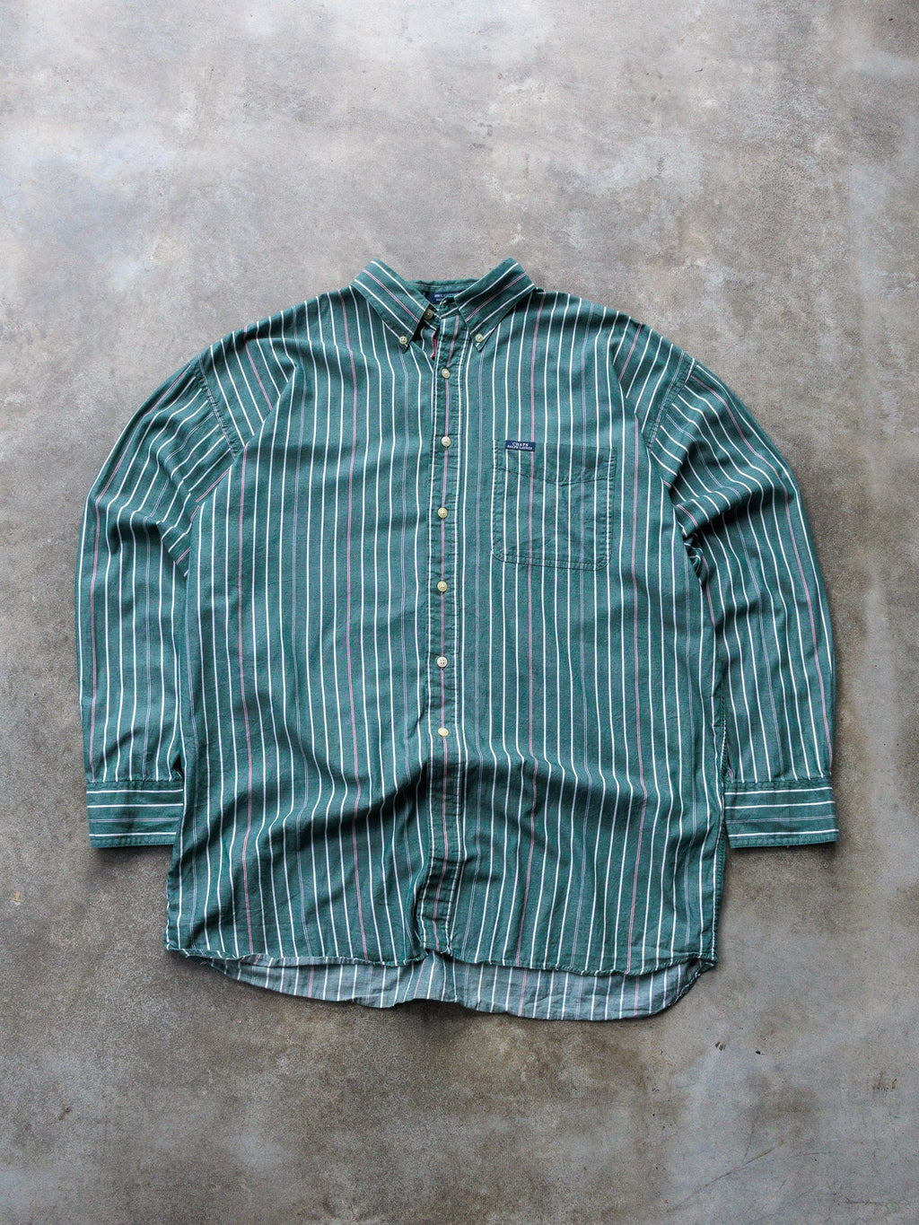 Vintage 90s Green Striped Chaps Ralph Lauren Shirt (L)