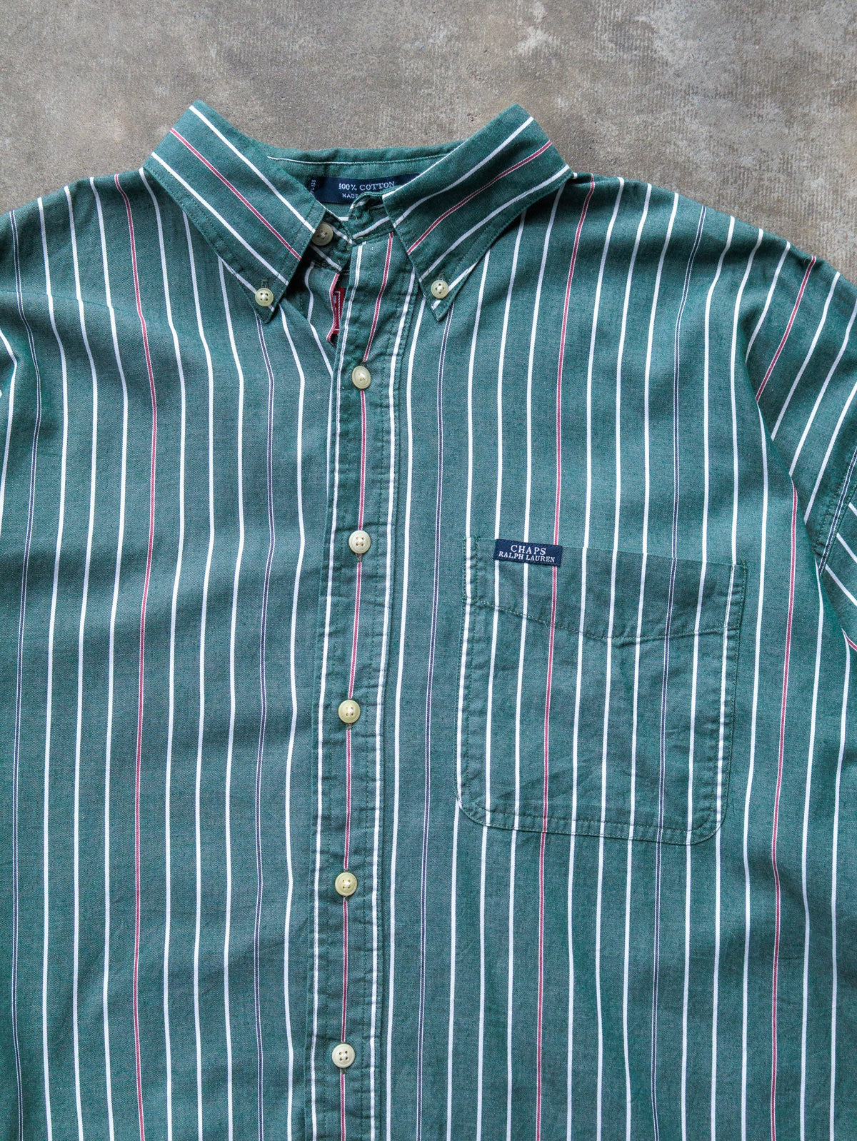 Vintage 90s Green Striped Chaps Ralph Lauren Shirt (L)