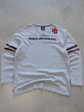 Vintage 00s Grey Polo Jeans Co. V-Neck Long Sleeve Tee (XL)