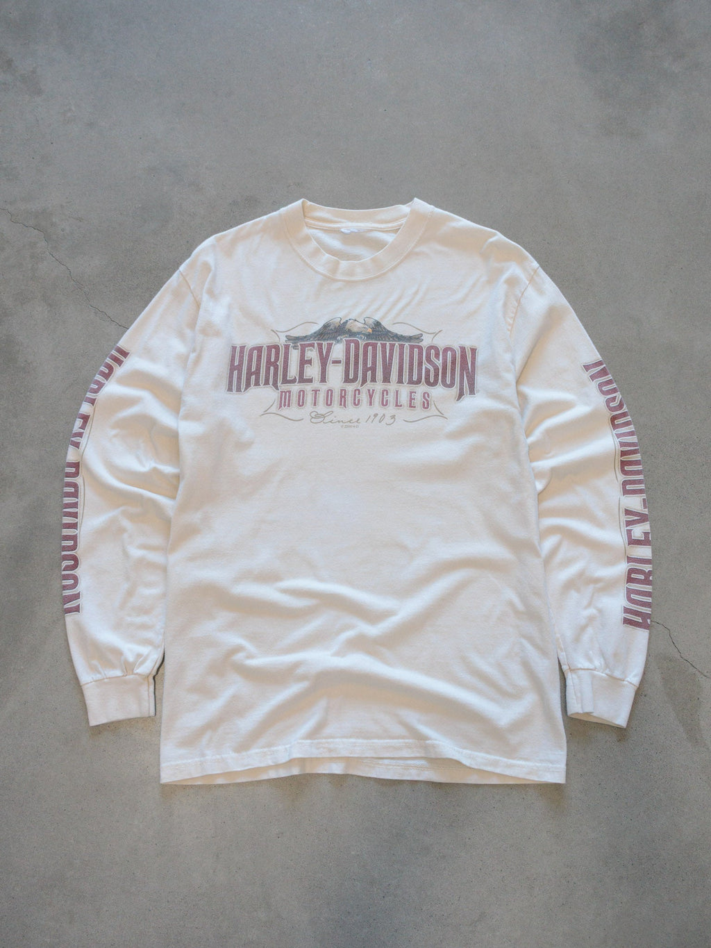 Vintage 2009 Cream Harley-Davidson Long Sleeve Tee (S)