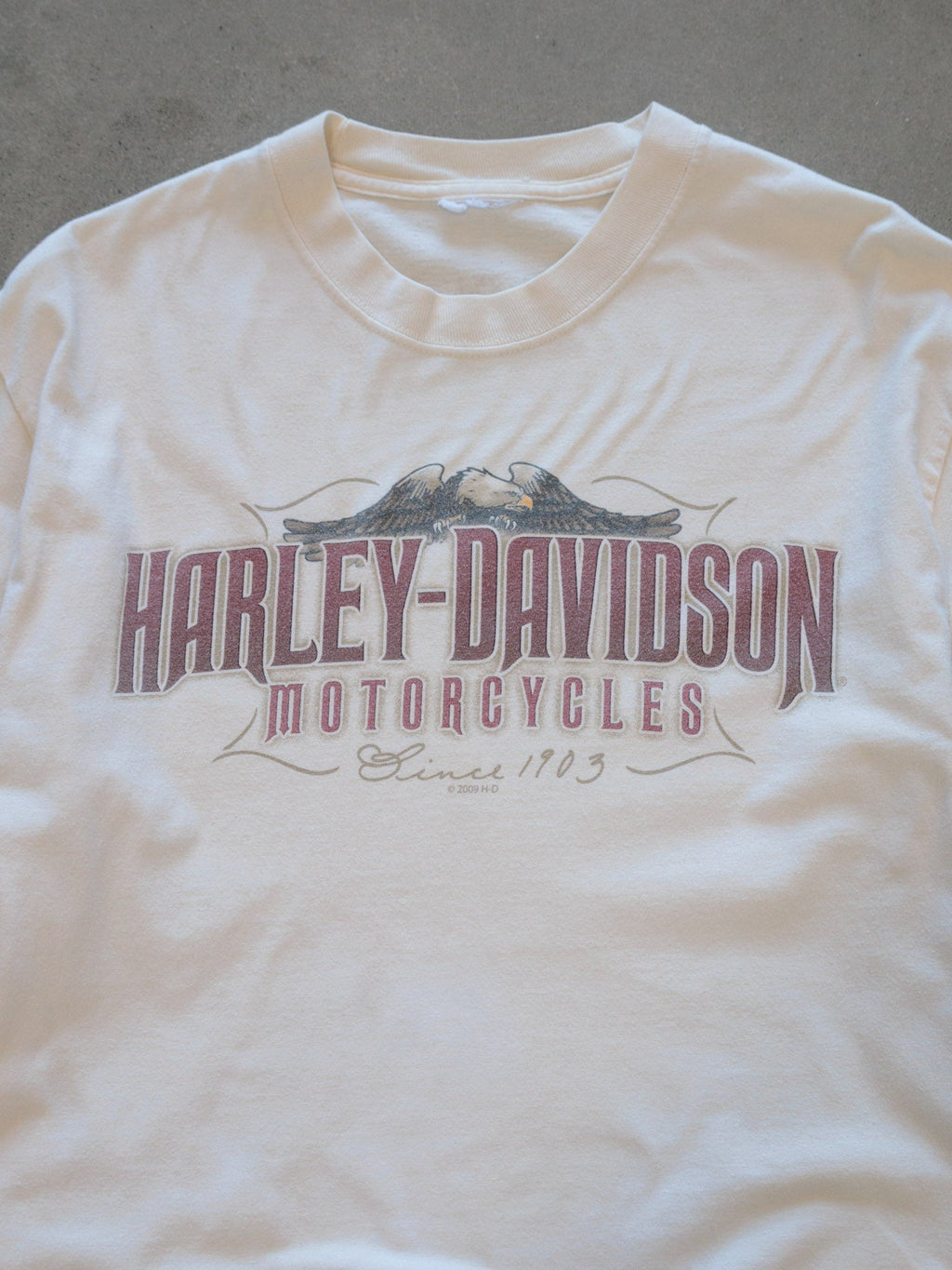 Vintage 2009 Cream Harley-Davidson Long Sleeve Tee (S)