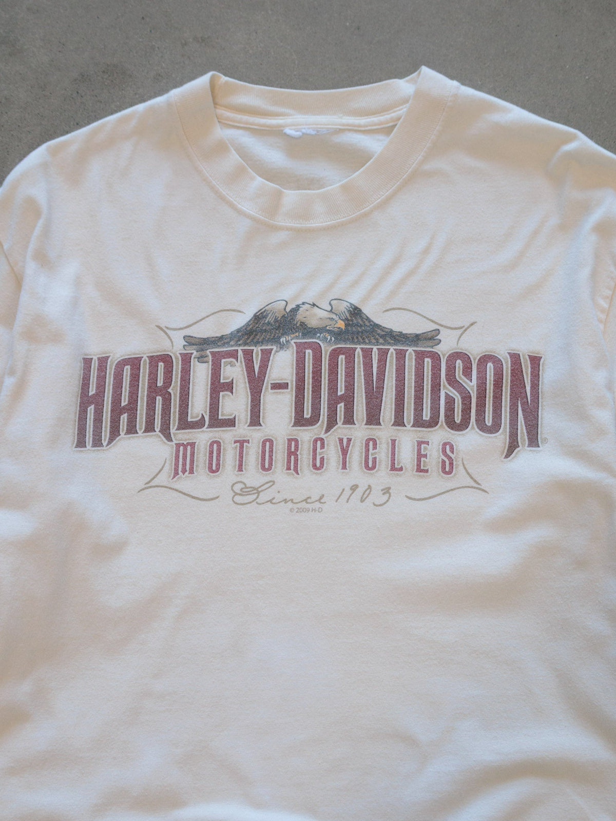 Vintage 2009 Cream Harley-Davidson Long Sleeve Tee (S)