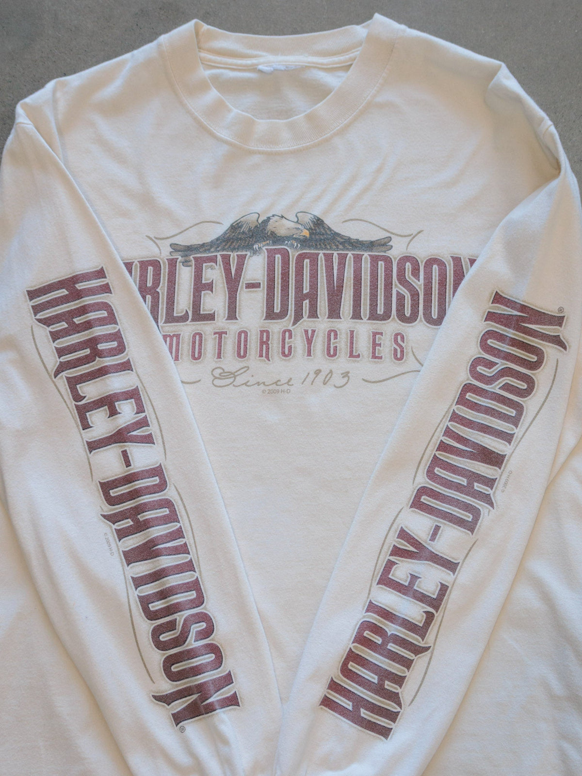 Vintage 2009 Cream Harley-Davidson Long Sleeve Tee (S)