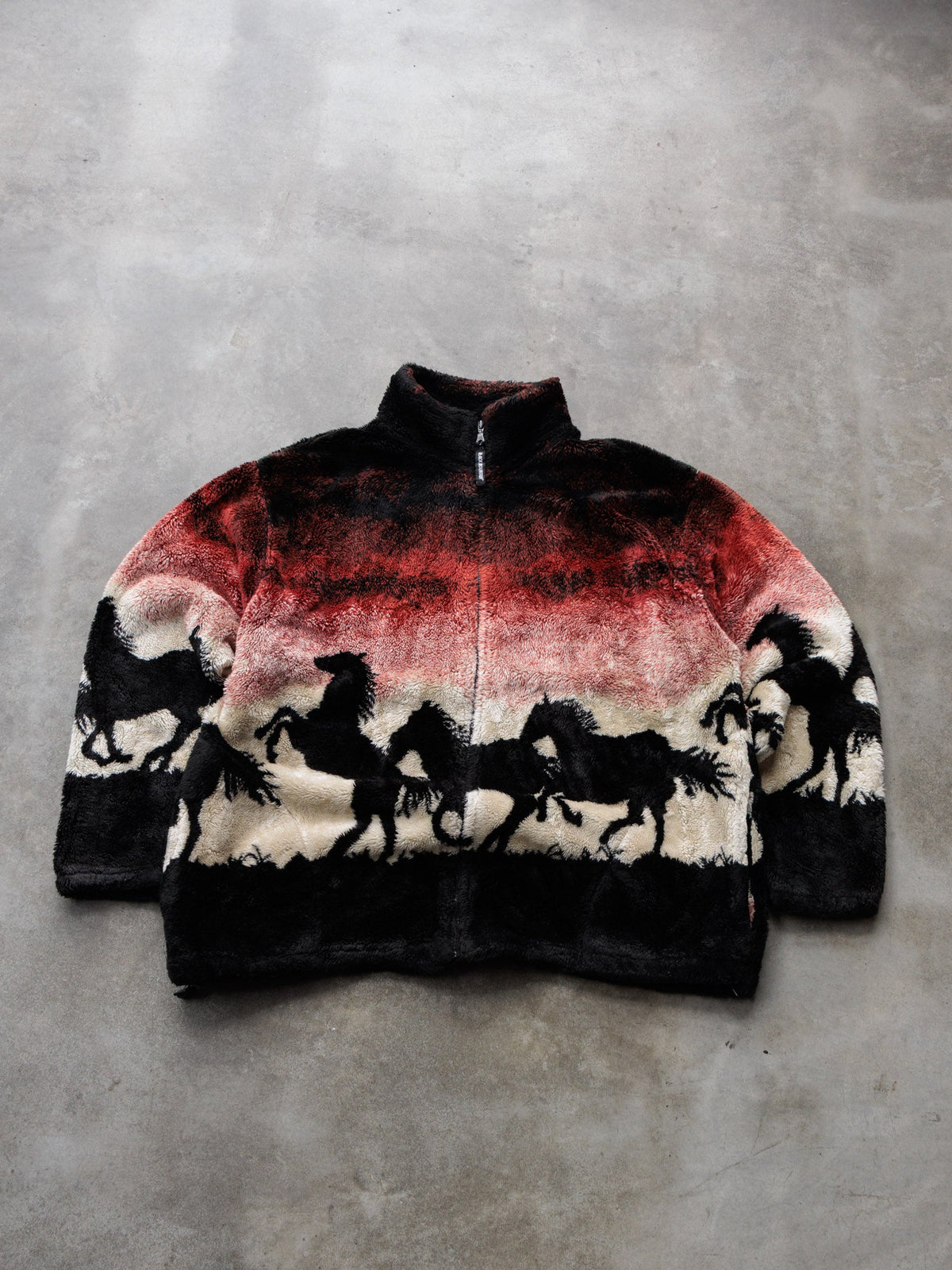 Vintage Multicolor Horses Sherpa Jacket (L)