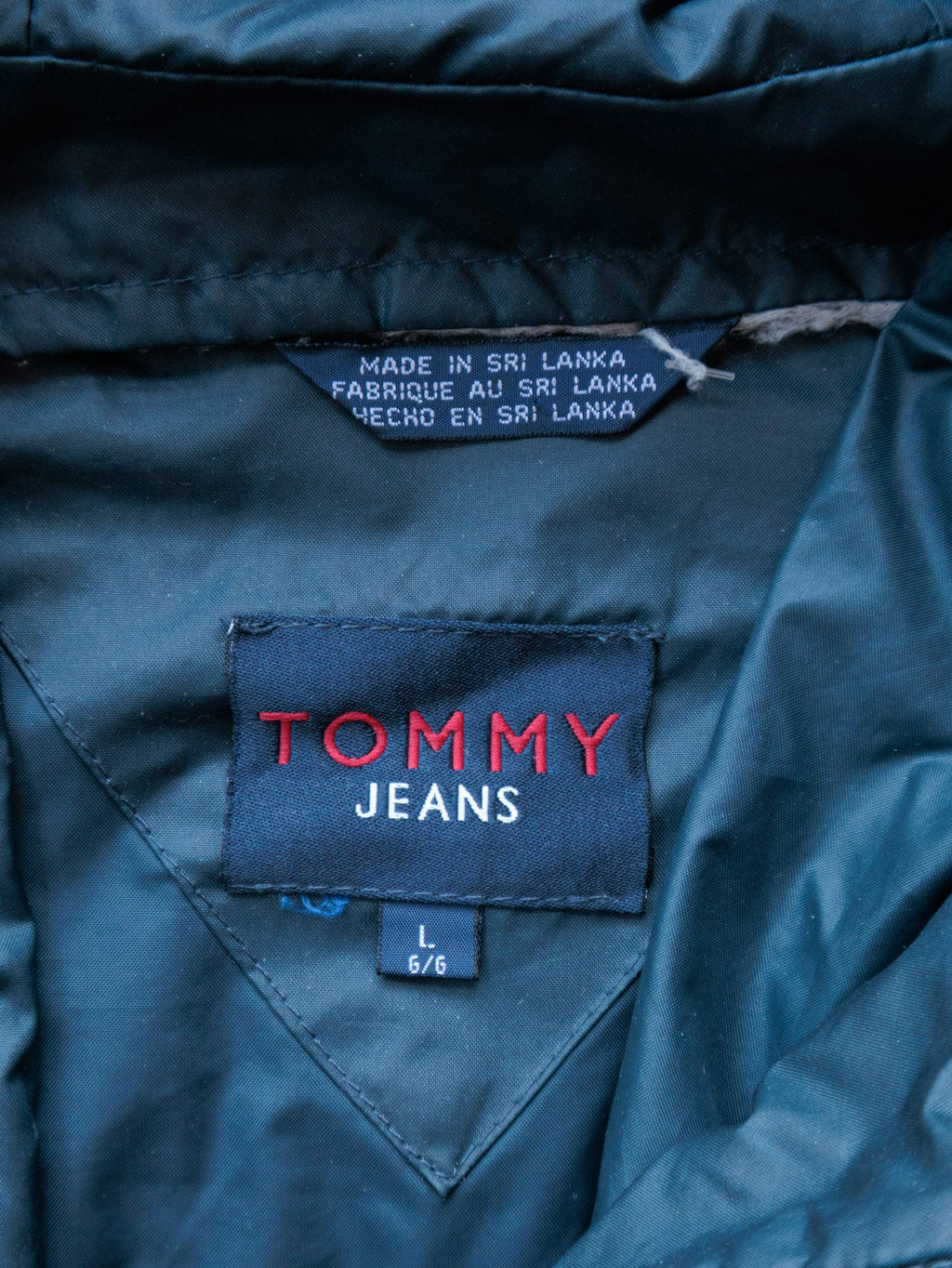 Vintage 00s Navy & Grey Tommy Jeans Colourblock Windbreaker (L)
