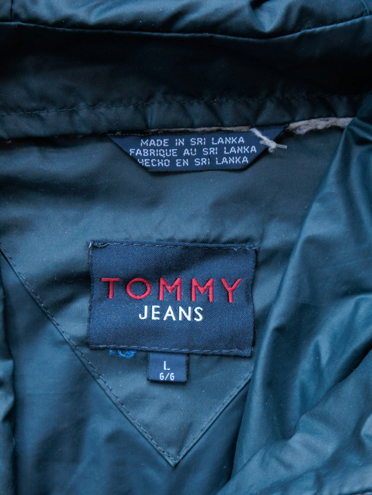 Vintage 00s Navy & Grey Tommy Jeans Colourblock Windbreaker (L)