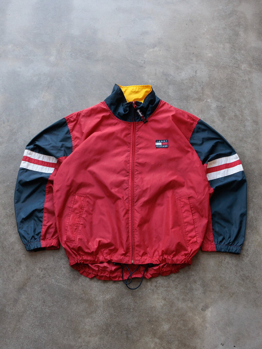 Vintage 90s Red Tommy Hilfiger Colourblock Windbreaker (XL)