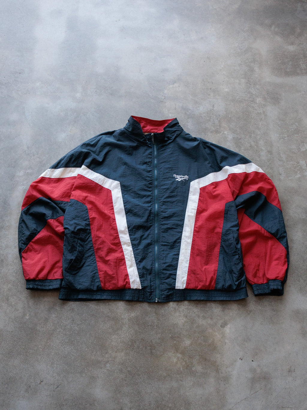 Vintage 90s Navy Reebok Colourblock Jacket (XL)