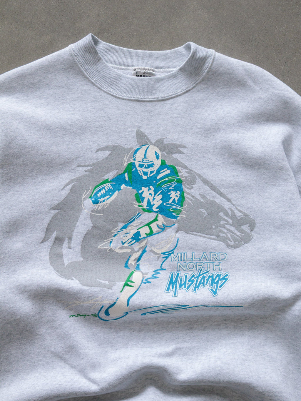 Vintage 90s Grey Millard North Mustangs Sweatshirt (XL)