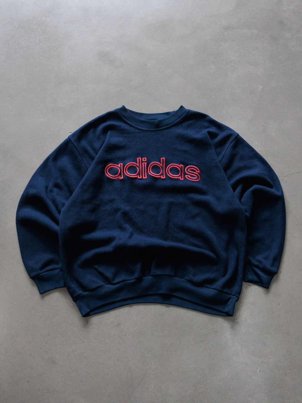 Vintage 90s Navy Adidas Spell Out Sweatshirt (XL)