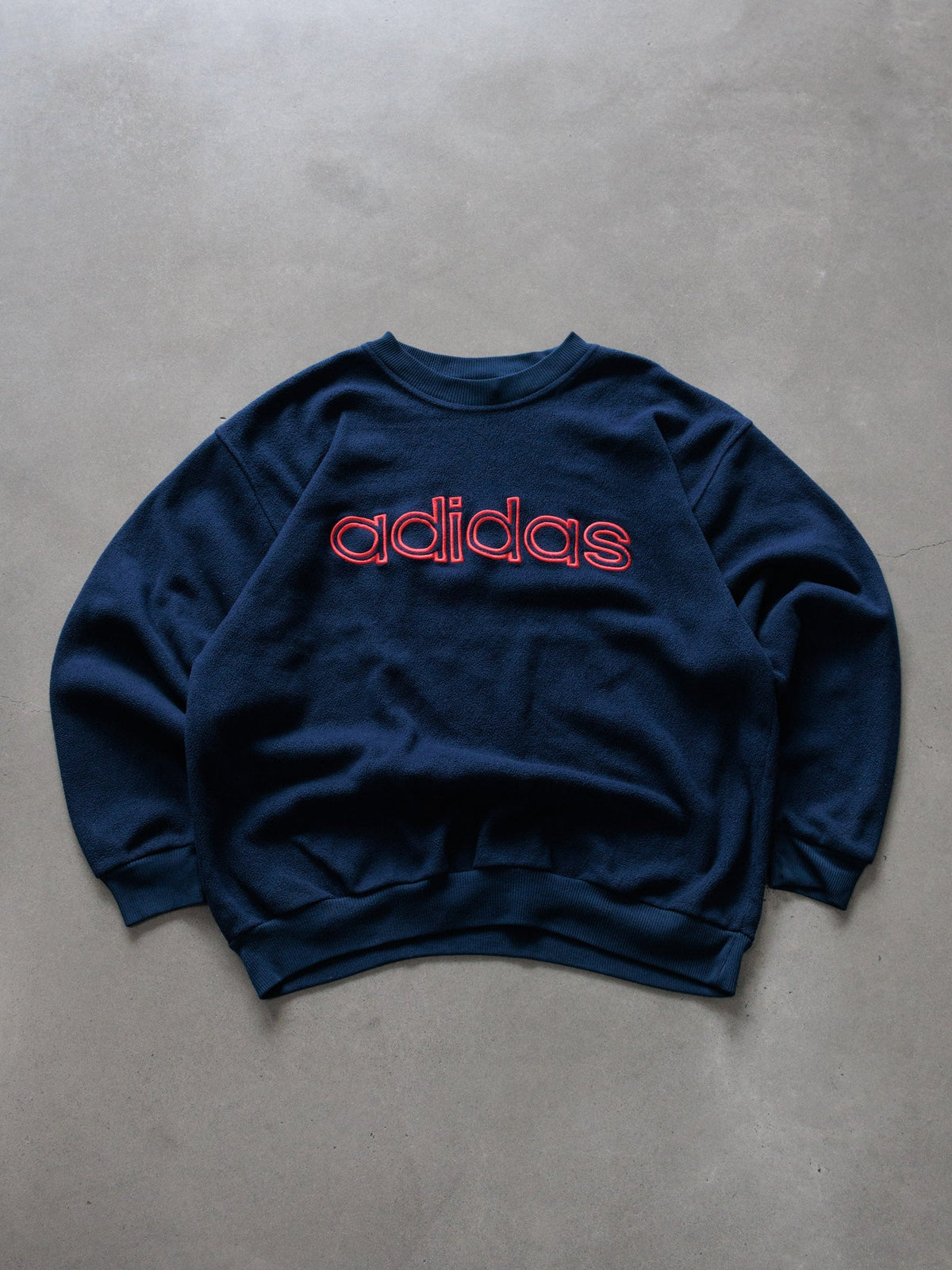 Vintage 90s Navy Adidas Spell Out Sweatshirt (XL)