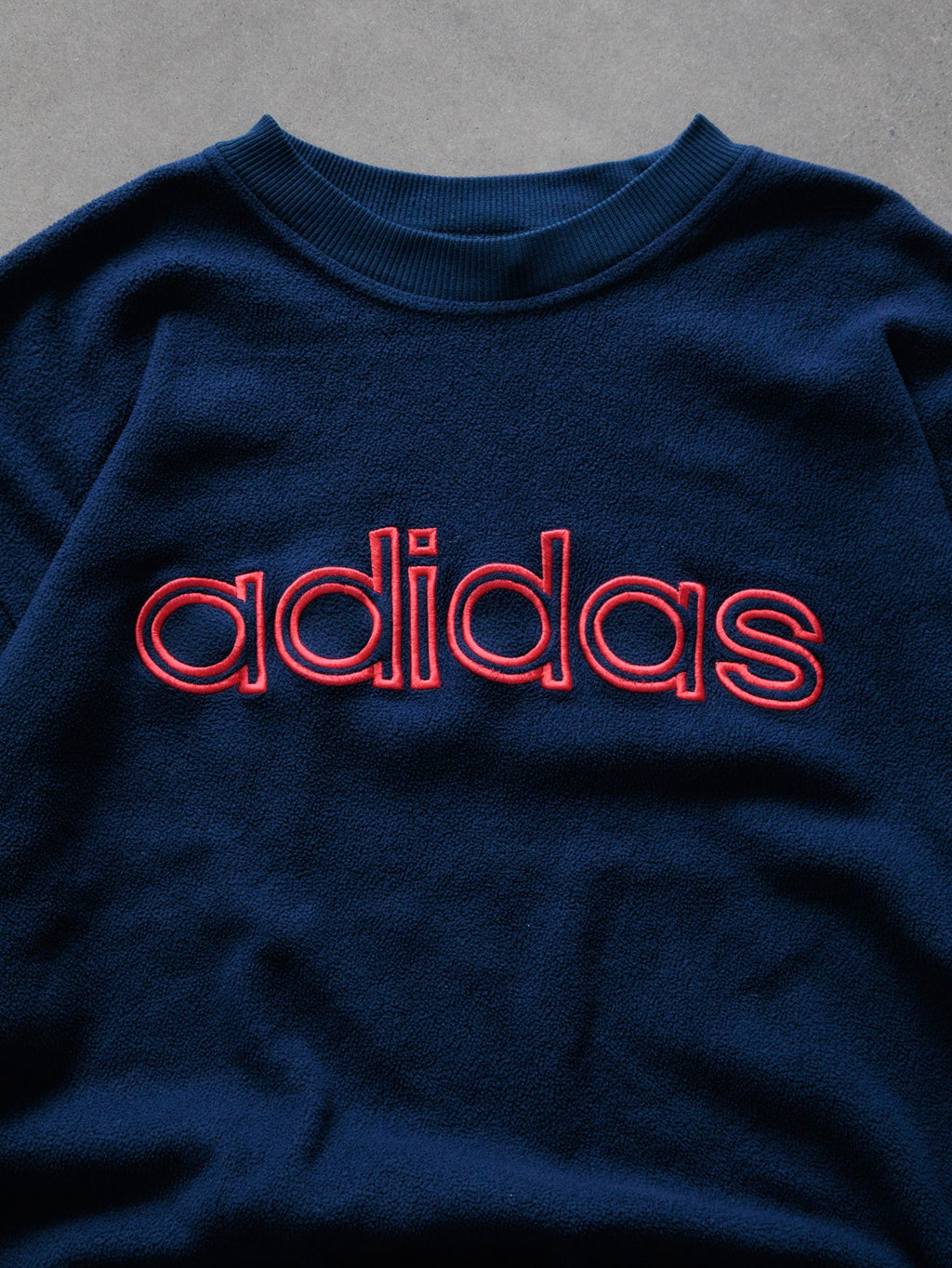 Vintage 90s Navy Adidas Spell Out Sweatshirt (XL)