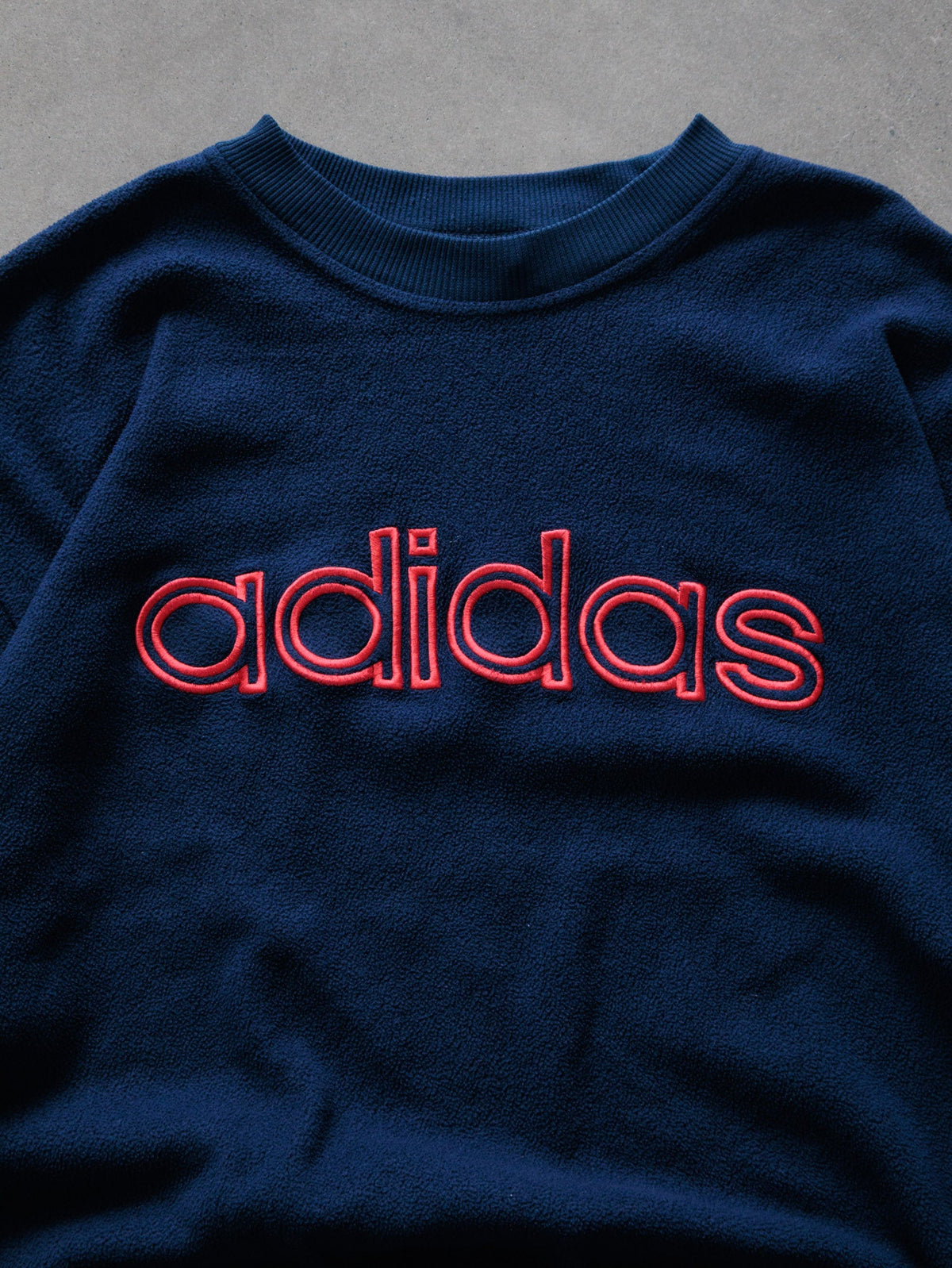 Vintage 90s Navy Adidas Spell Out Sweatshirt (XL)