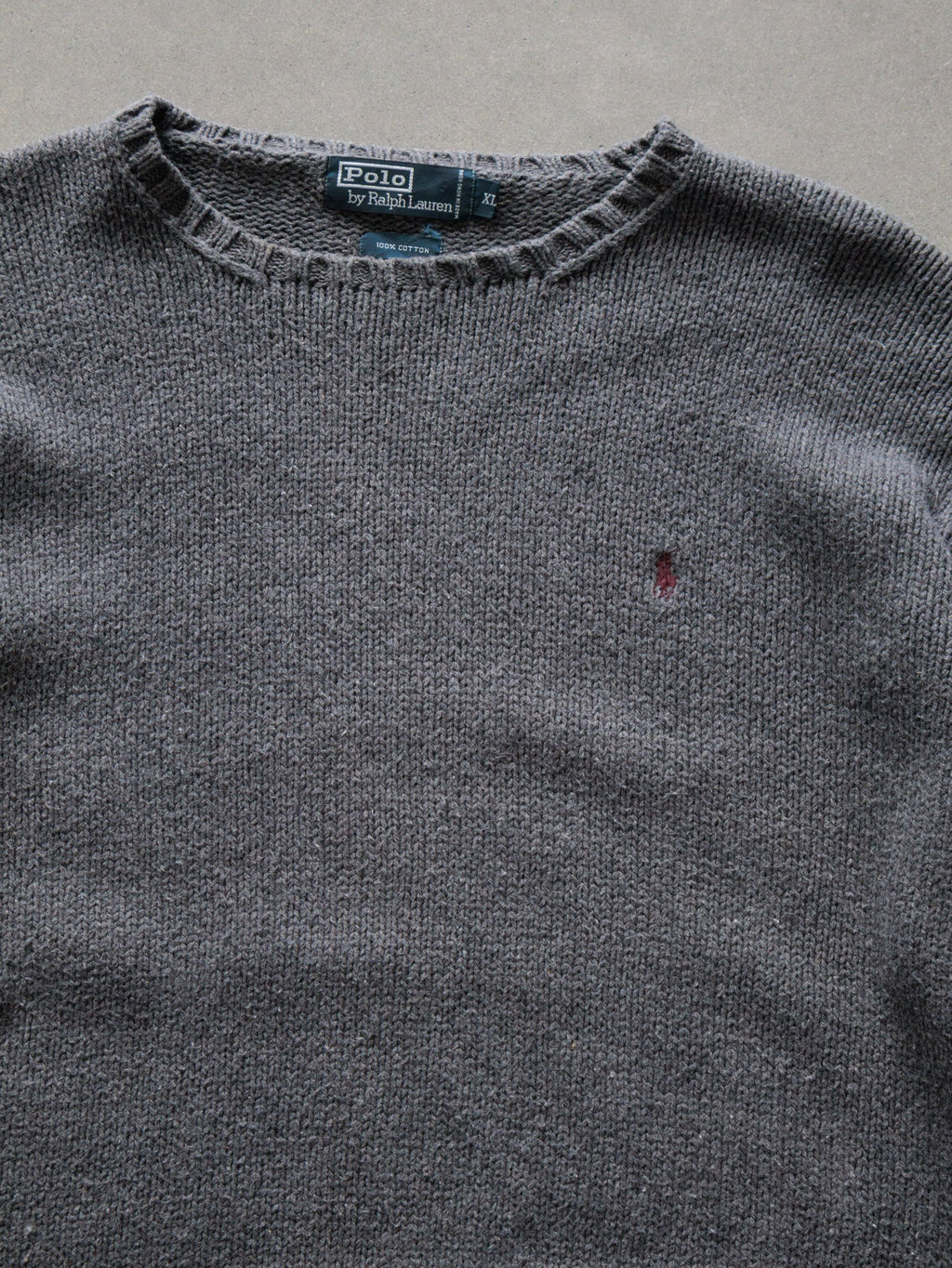 Vintage Grey Polo by Ralph Lauren Knit Sweater (XL)