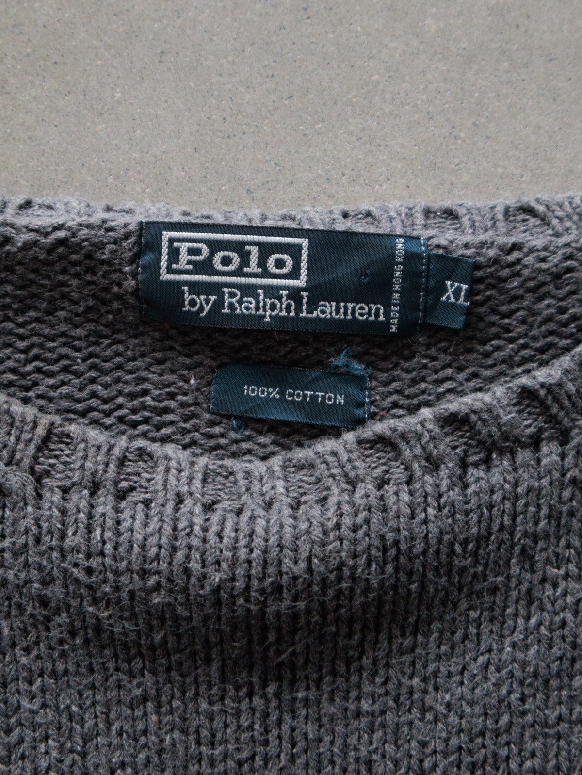 Vintage Grey Polo by Ralph Lauren Knit Sweater (XL)