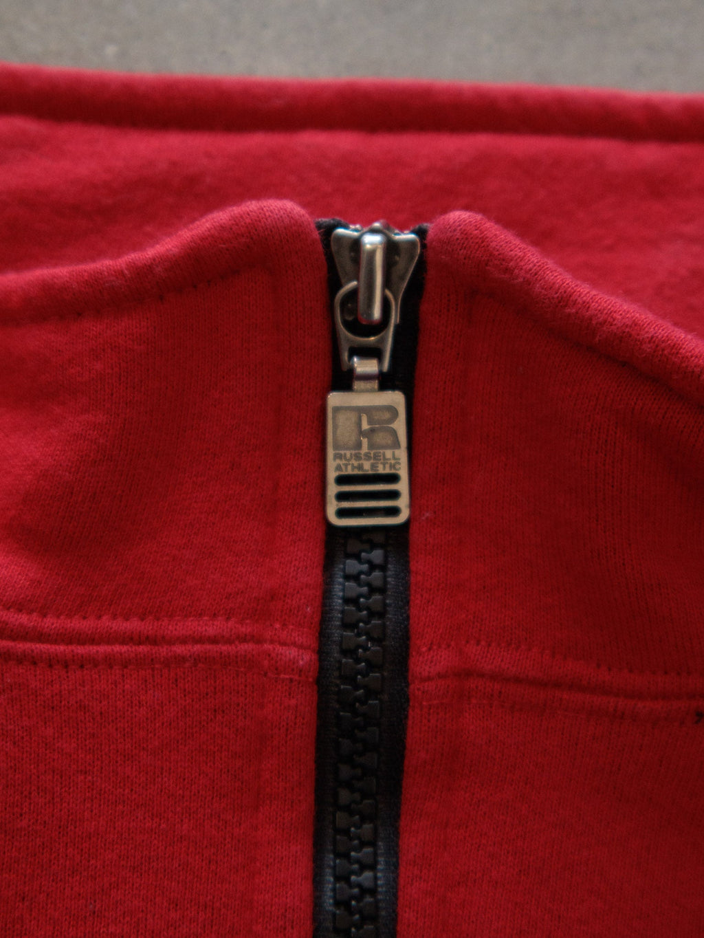 Vintage 00s Red Russell Athletic Colourblock Quarter Zip (L)