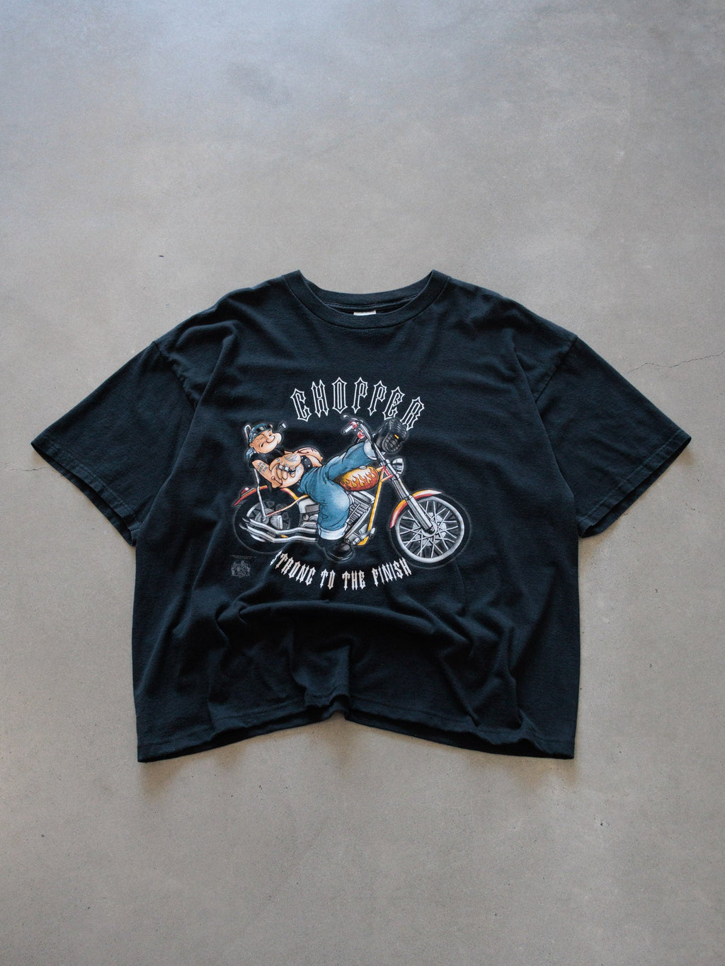 Vintage 00s Black Popeye Chopper Tee (2XL)