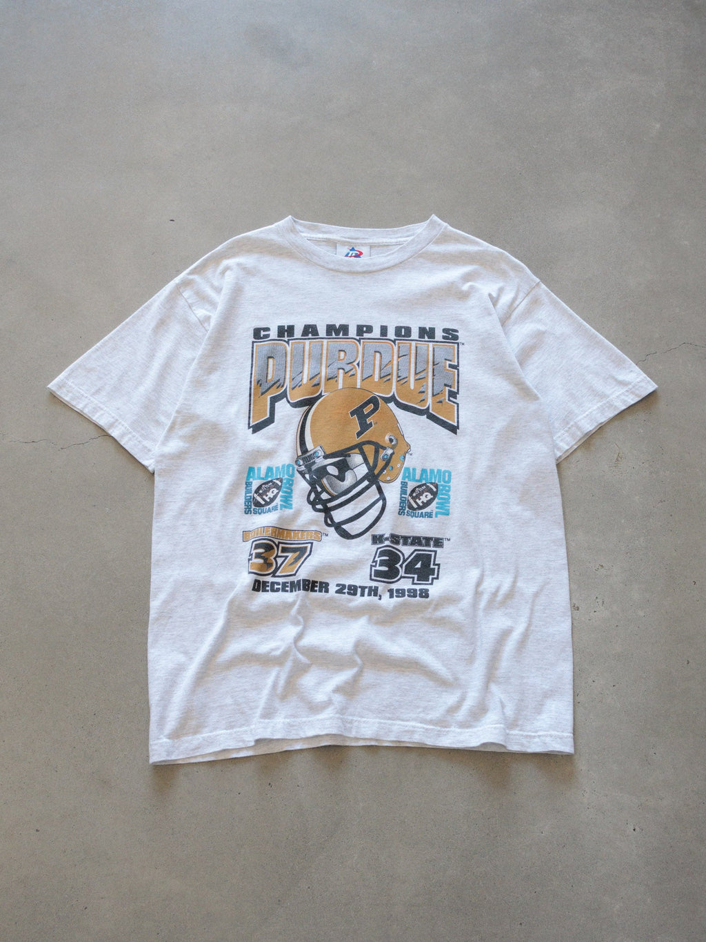 Vintage 1998 Grey Purdue Boilermakers Alamo Bowl Champions Tee (L)