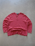 Vintage 90s Red Polo Ralph Lauren Henley Shirt (XL)