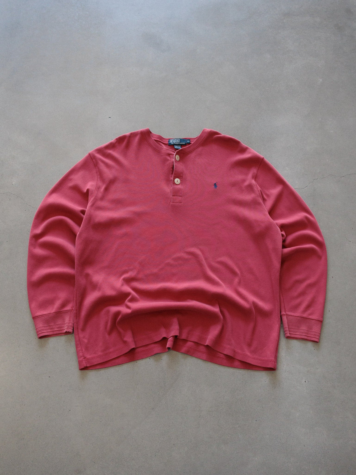 Vintage 90s Red Polo Ralph Lauren Henley Shirt (XL)