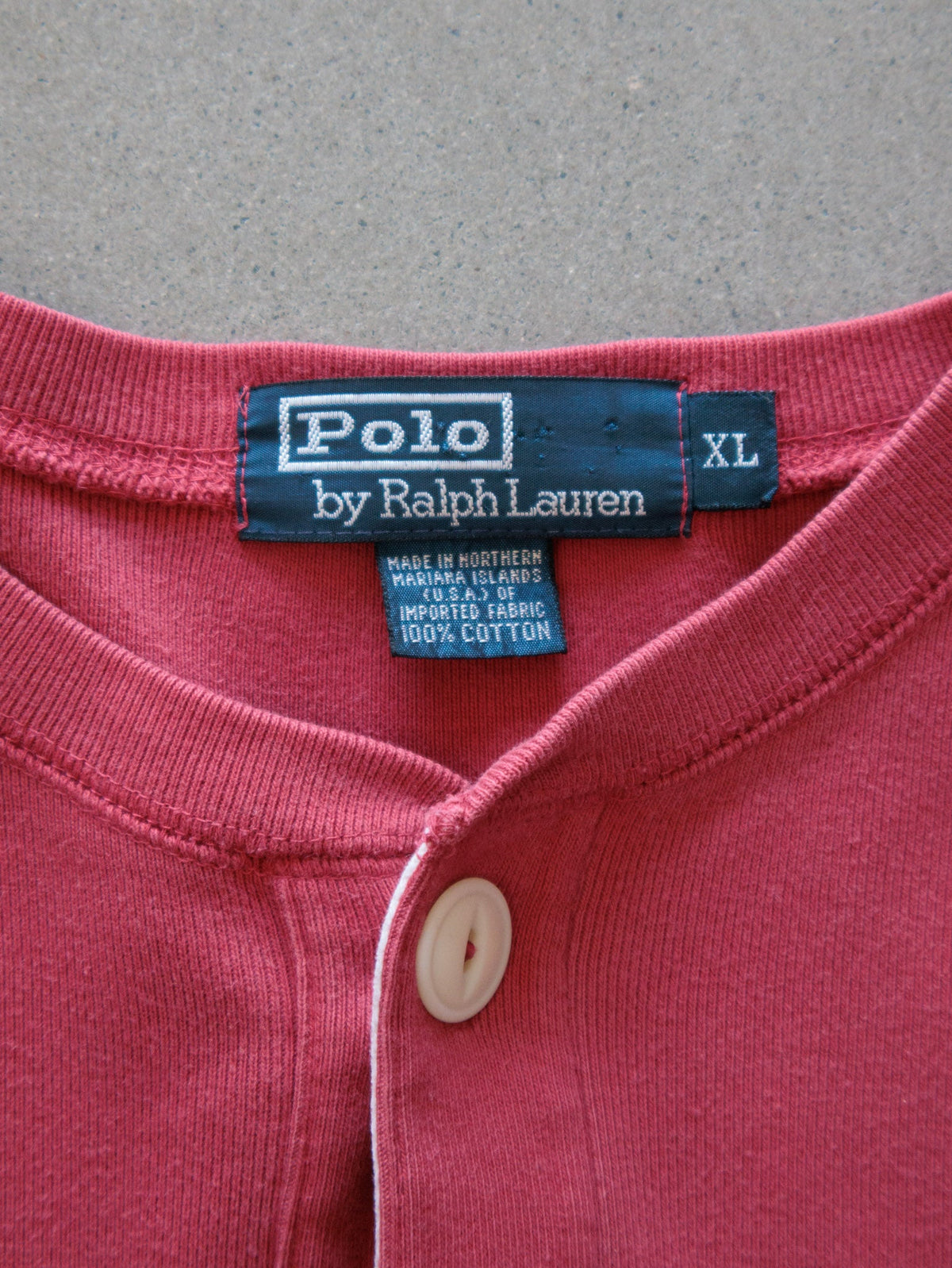 Vintage 90s Red Polo Ralph Lauren Henley Shirt (XL)