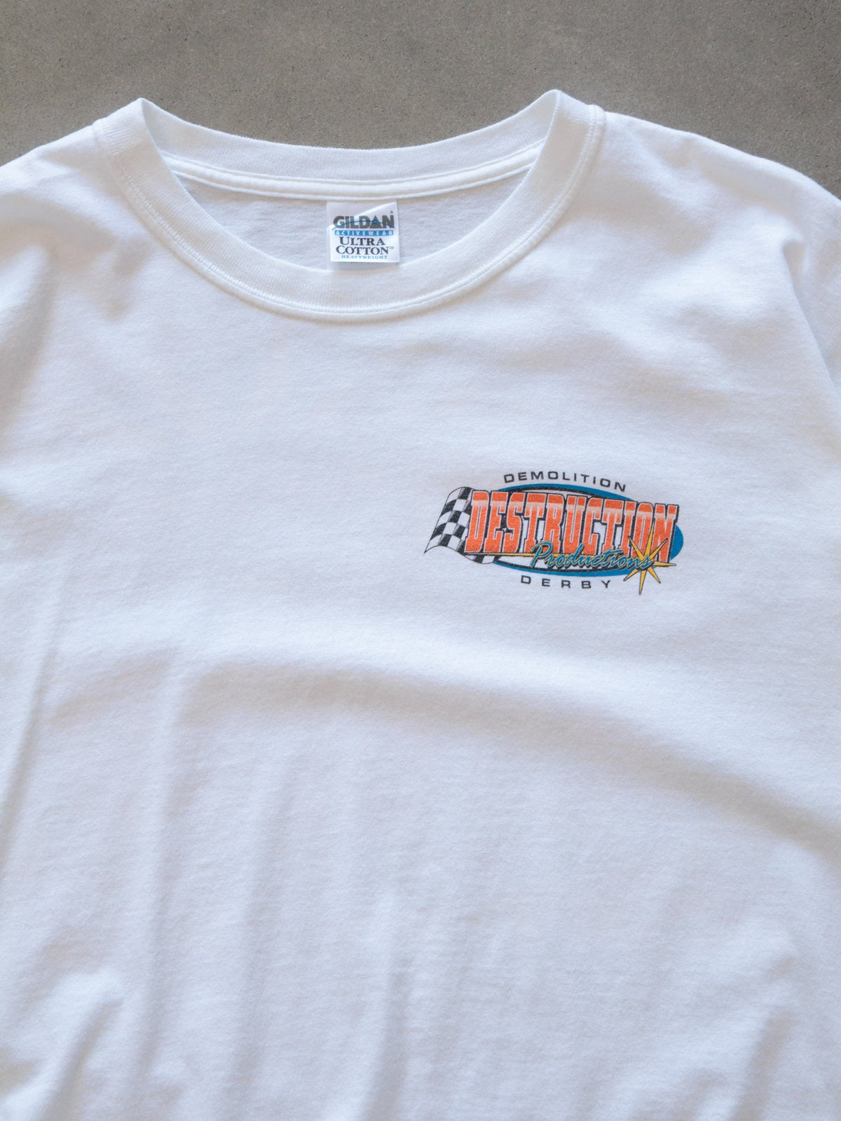 Vintage 00s White Destruction Productions Demolition Derby Tee (XL)