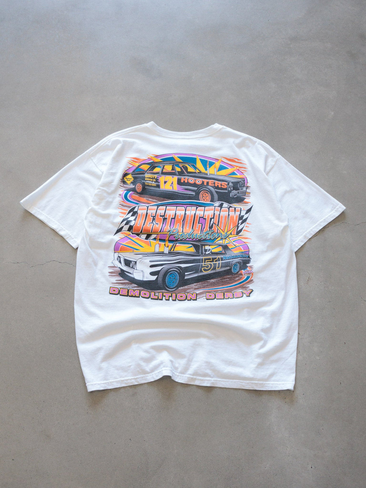 Vintage 00s White Destruction Productions Demolition Derby Tee (XL)