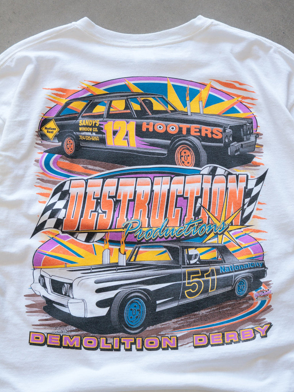 Vintage 00s White Destruction Productions Demolition Derby Tee (XL)