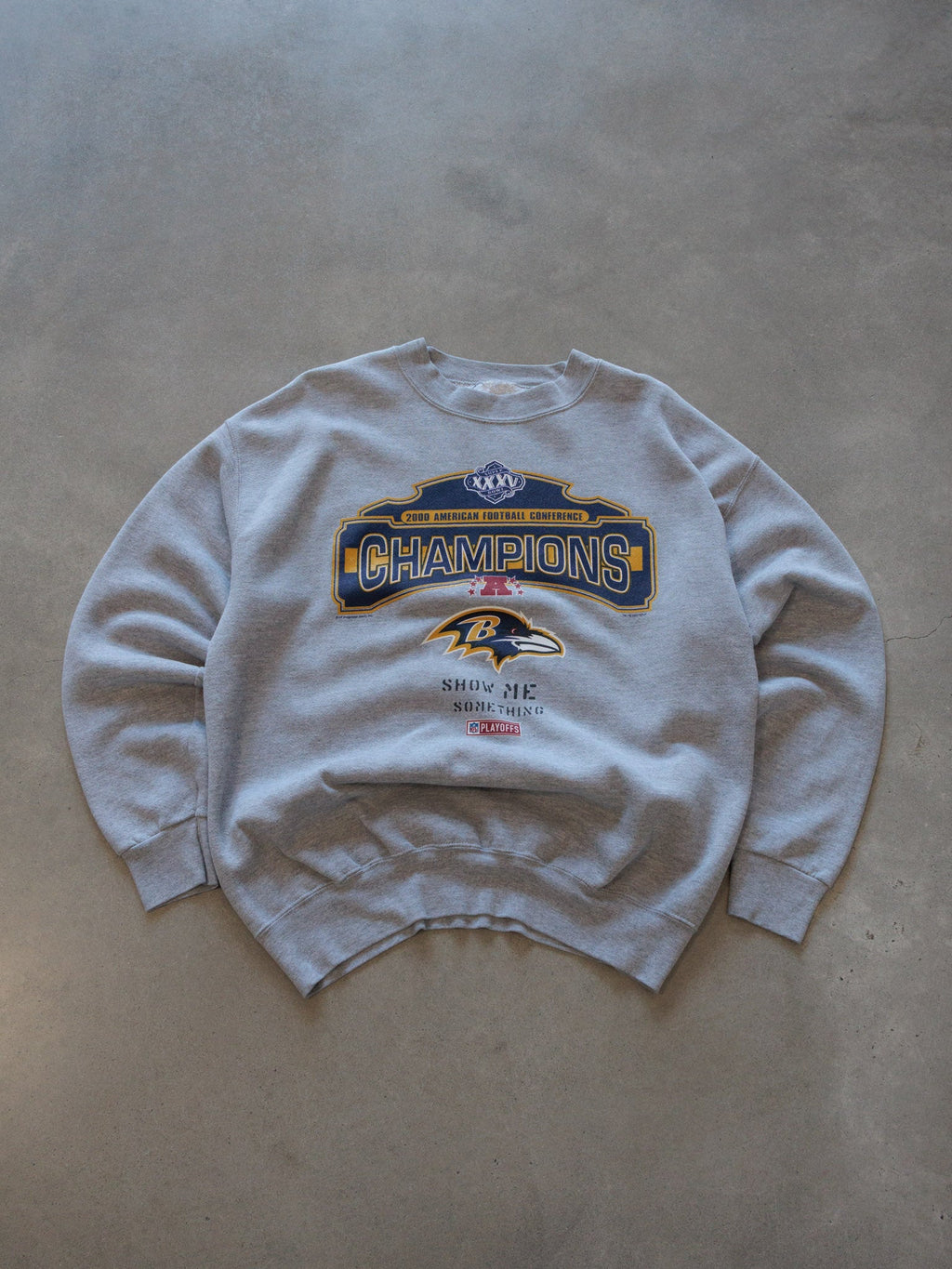 Vintage 2000 Grey Baltimore Ravens AFC Champions Sweatshirt (XL)