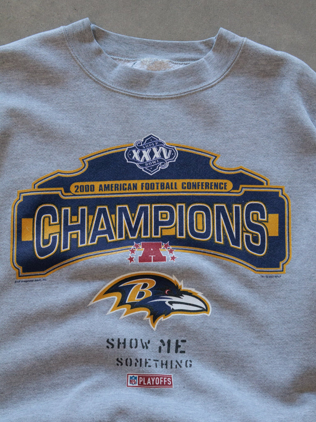 Vintage 2000 Grey Baltimore Ravens AFC Champions Sweatshirt (XL)