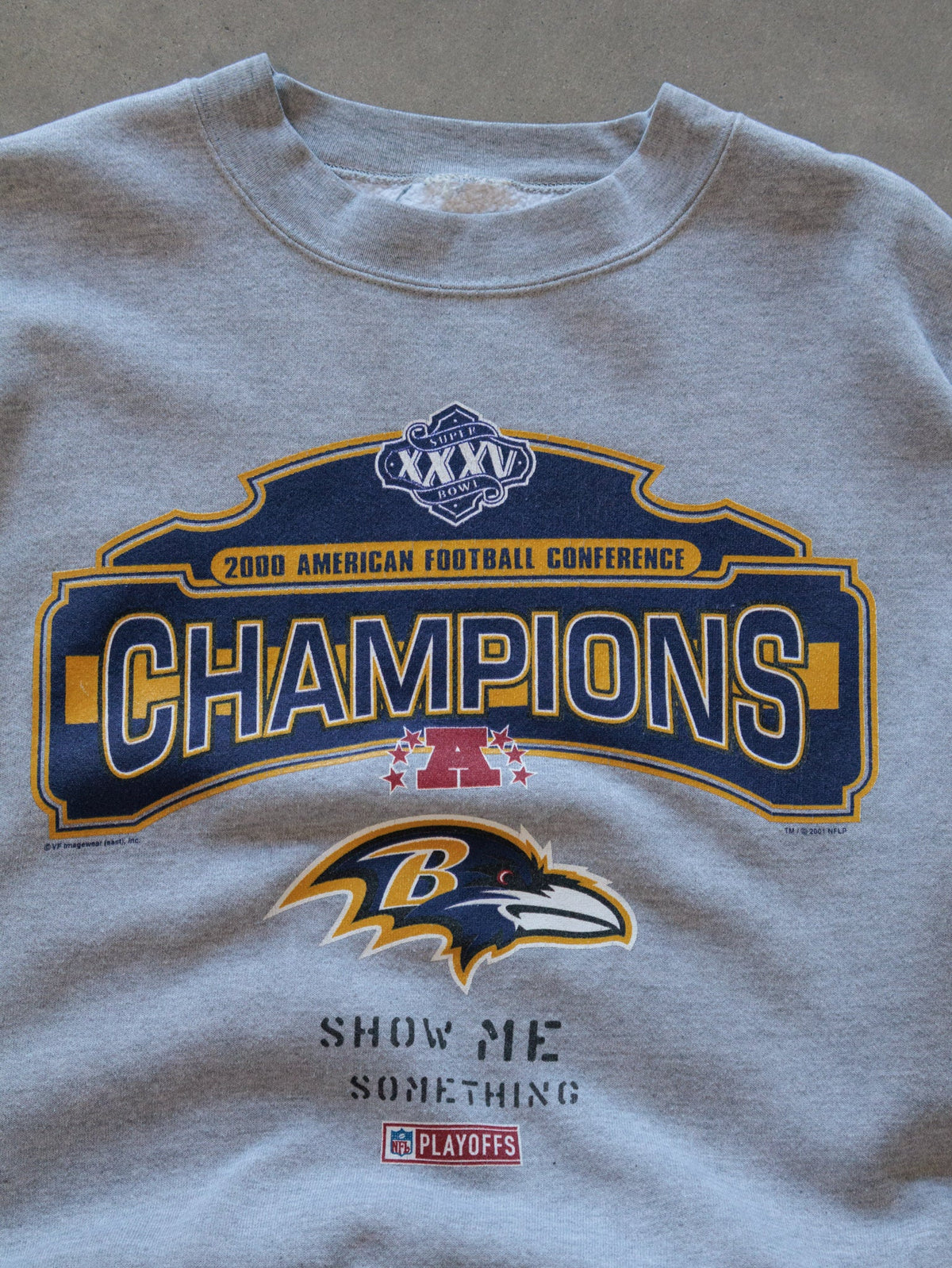 Vintage 2000 Grey Baltimore Ravens AFC Champions Sweatshirt (XL)
