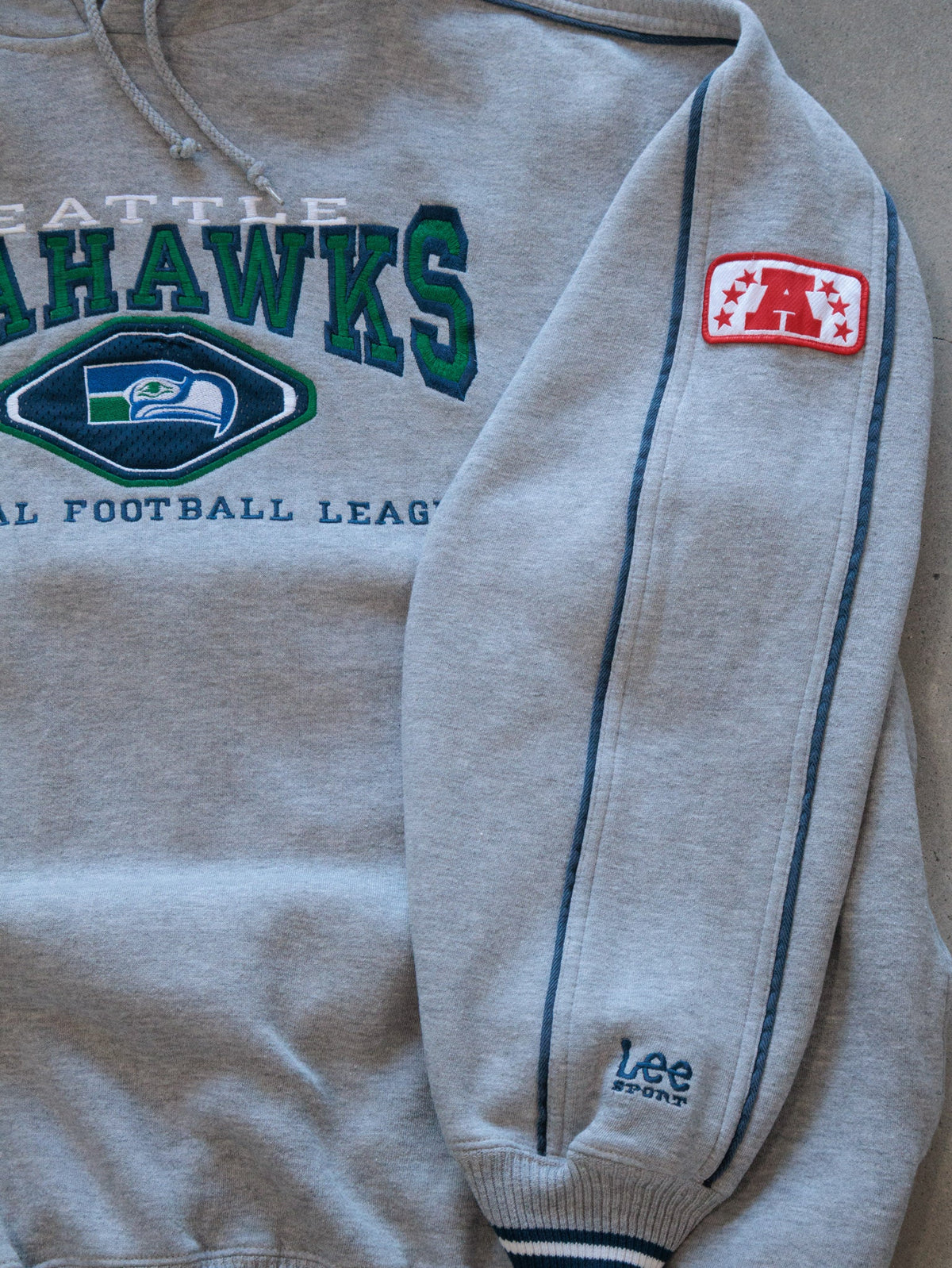 Vintage 90s Grey Lee Sport Seattle Seahawks Hoodie (2XL)