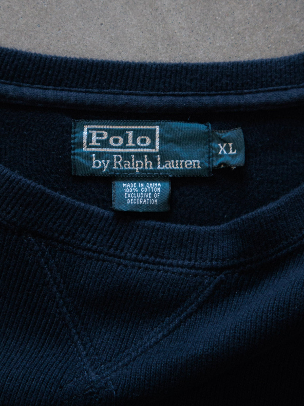 Vintage 90s Navy Polo Ralph Lauren Sweatshirt (XL)