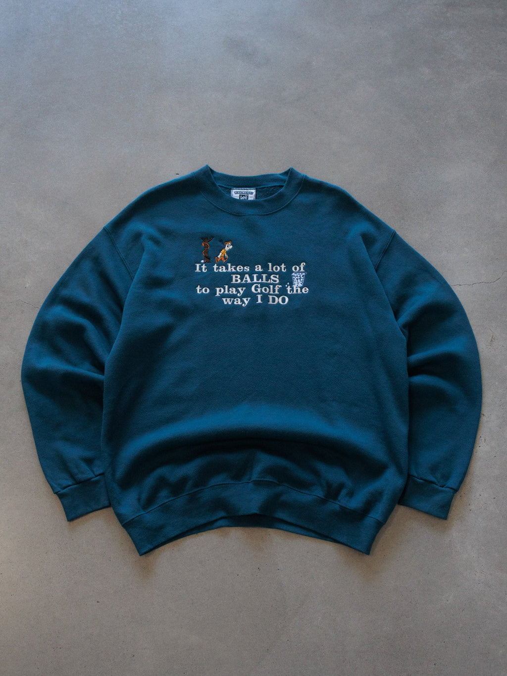 Vintage 90s Teal Lee Golf Slogan Sweatshirt (L)
