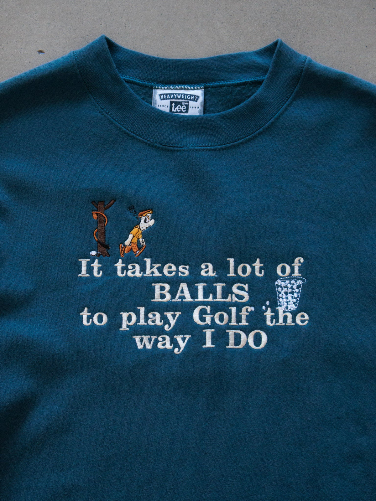 Vintage 90s Teal Lee Golf Slogan Sweatshirt (L)