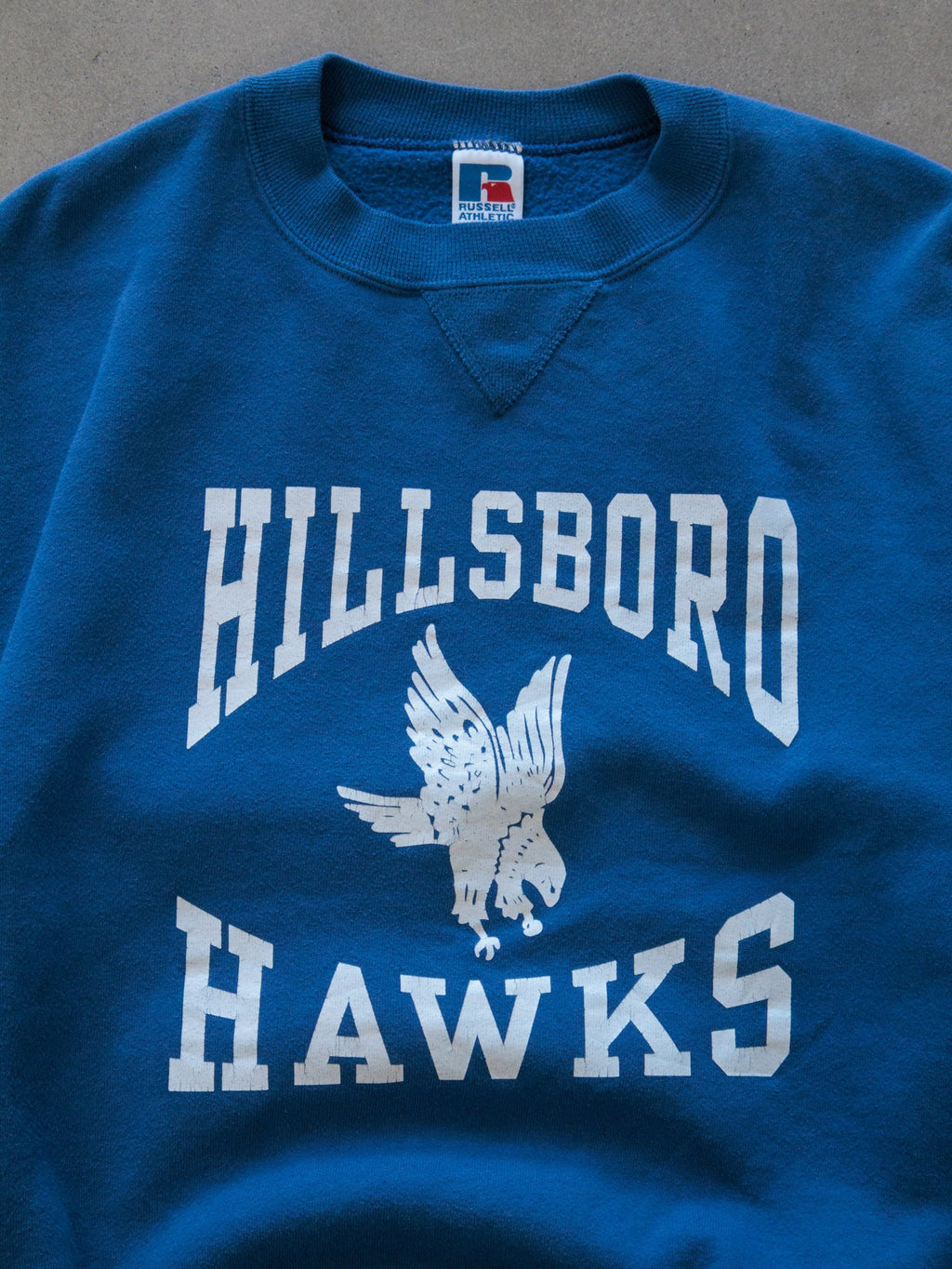 Vintage 90s Blue Hillsboro Hawks Russell Athletic Sweatshirt (S)
