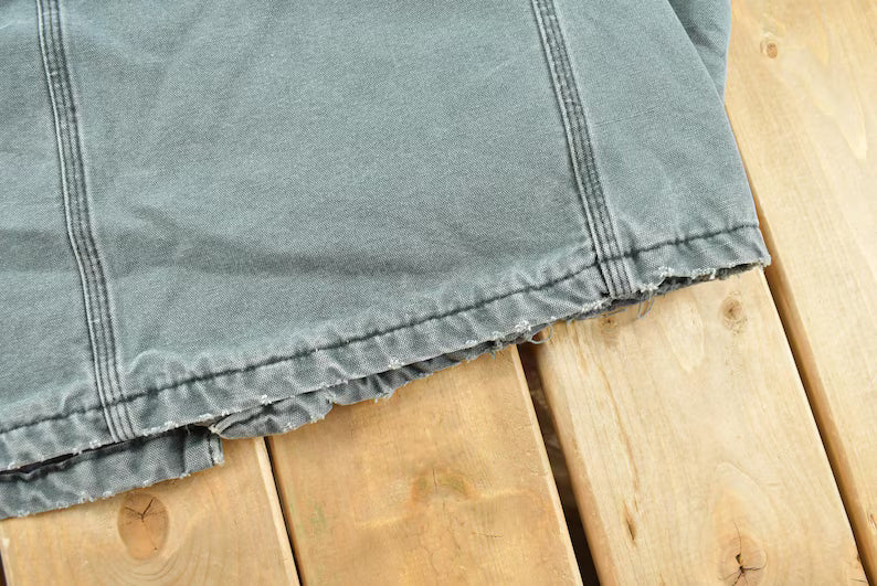 Vintage 1990s Carhartt Grey Blanket Lined Chore Barn Coat Jacket Men's XL / 90s Workwear / Outerwear / Distressed Sun Faded