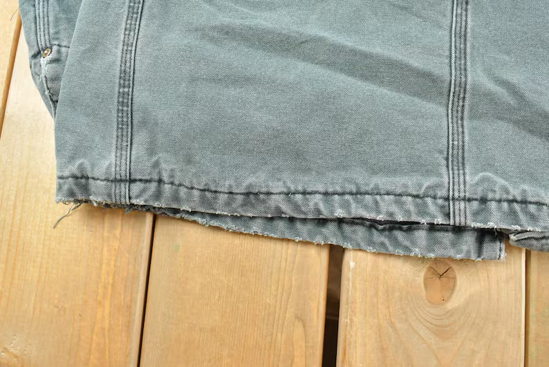 Vintage 1990s Carhartt Grey Blanket Lined Chore Barn Coat Jacket Men's XL / 90s Workwear / Outerwear / Distressed Sun Faded