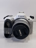 White Canon EOS R50 4K Video Mirrorless Camera with RF-S 18-45mm f/4.5-6.3