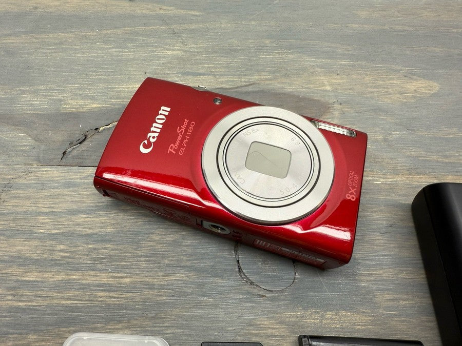 Canon Powershot ELPH 180 20MP Digital Camera 8X Zoom Red With Accessories